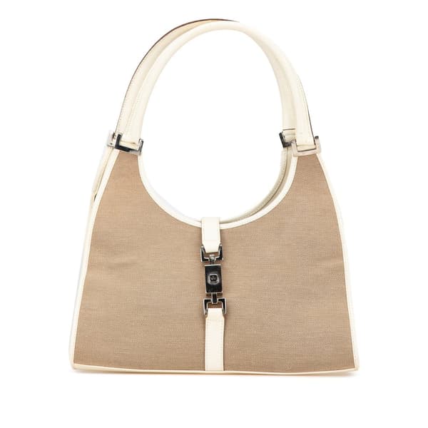 Pre-owned Gucci Canvas Jackie Bardot Shoulder Bag Brown