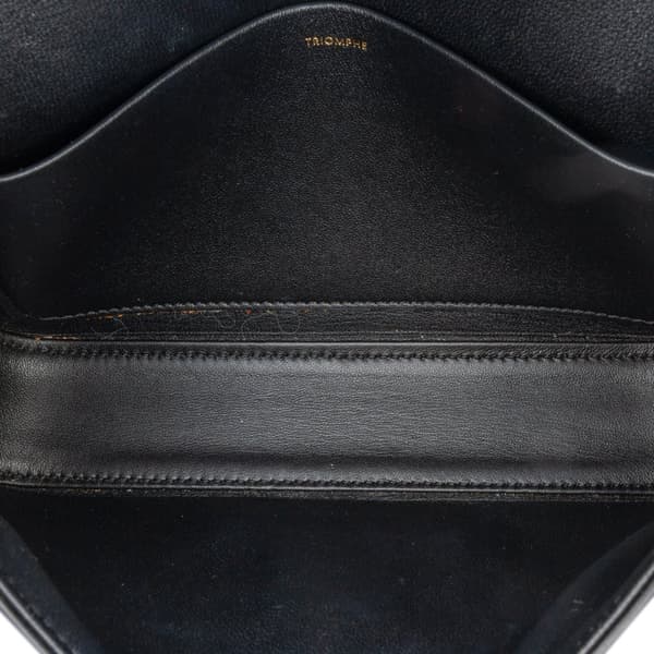 Pre-owned Celine Shiny Calfskin Claude Chain Shoulder Bag Black