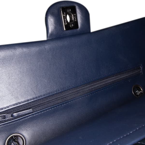 Pre-owned Chanel Medium Classic Patent Double Flap Blue