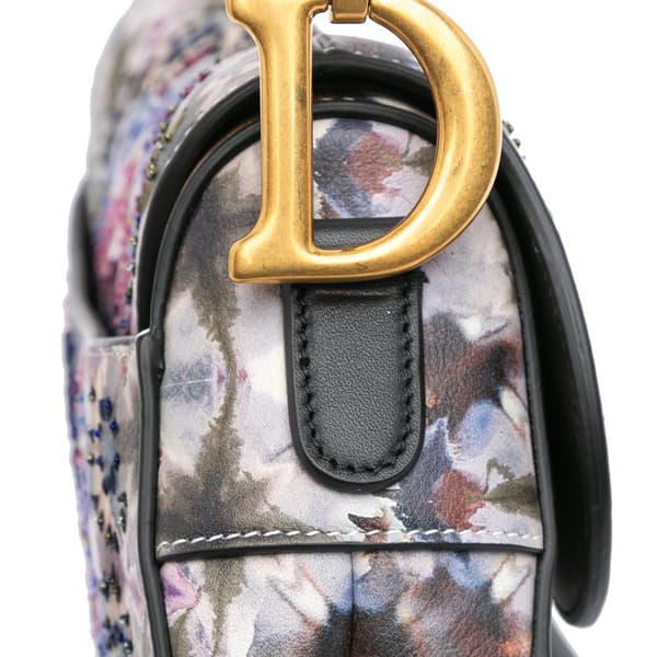 Pre-owned Dior Canvas Embroidered Kaleidiorscopic Saddle Bag Blue