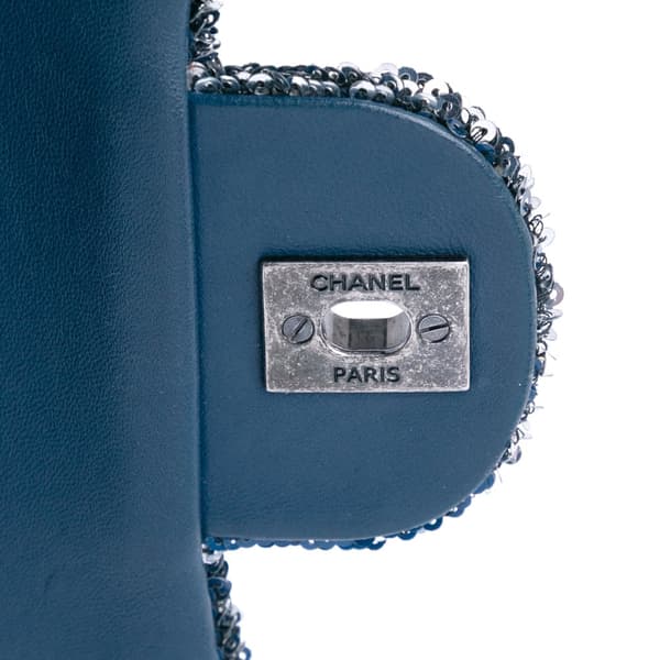Pre-owned Chanel Paris Cuba Medium Sequin Coco Cuba Single Flap Blue