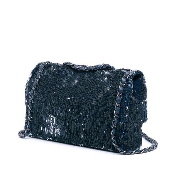 Pre-owned Chanel Paris Cuba Medium Sequin Coco Cuba Single Flap Blue