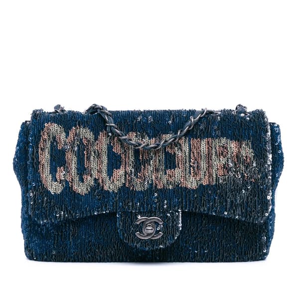 Pre-owned Chanel Paris Cuba Medium Sequin Coco Cuba Single Flap Blue