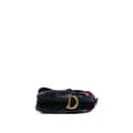 Miniatyrbild 3 av 9: Pre-owned Dior Velvet Crocodile Effect Embroidered Saddle Bag Blue
