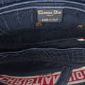 Miniatyrbild 4 av 9: Pre-owned Dior Velvet Crocodile Effect Embroidered Saddle Bag Blue