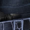 Miniatyrbild 5 av 9: Pre-owned Dior Velvet Crocodile Effect Embroidered Saddle Bag Blue