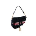 Miniatyrbild 1 av 9: Pre-owned Dior Velvet Crocodile Effect Embroidered Saddle Bag Blue