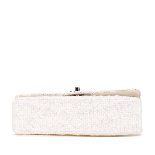 Pre-owned Chanel Medium Classic Tweed Double Flap White