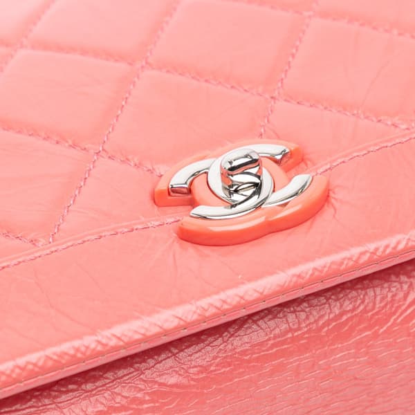 Pre-owned Chanel Crumpled Calfskin Bi Quilted Vintage Full Flap Pink