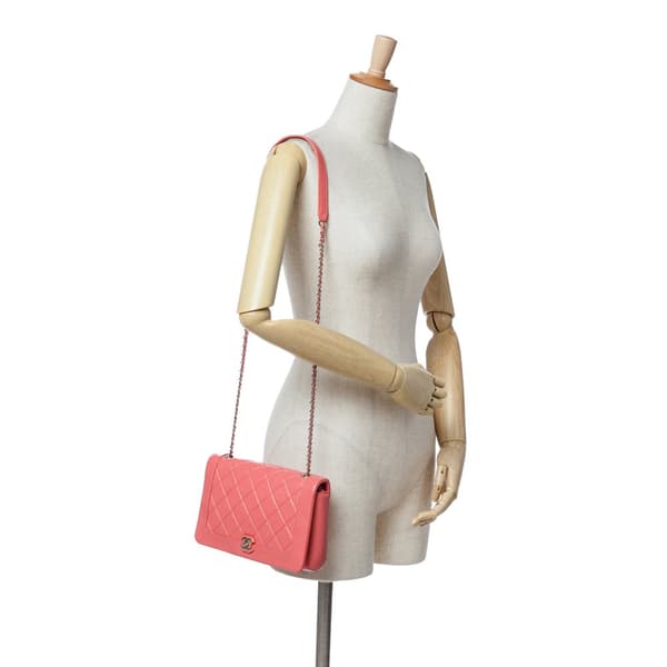 Pre-owned Chanel Crumpled Calfskin Bi Quilted Vintage Full Flap Pink