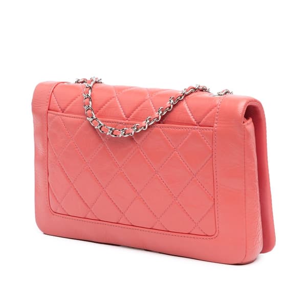 Pre-owned Chanel Crumpled Calfskin Bi Quilted Vintage Full Flap Pink