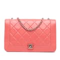 Pikkukuva 1 / 10: Pre-owned Chanel Crumpled Calfskin Bi Quilted Vintage Full Flap Pink