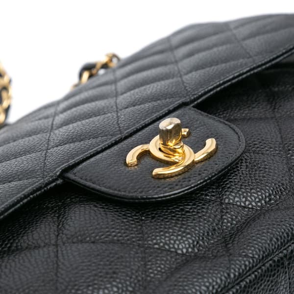 Pre-owned Chanel Jumbo Classic Caviar Double Flap Black