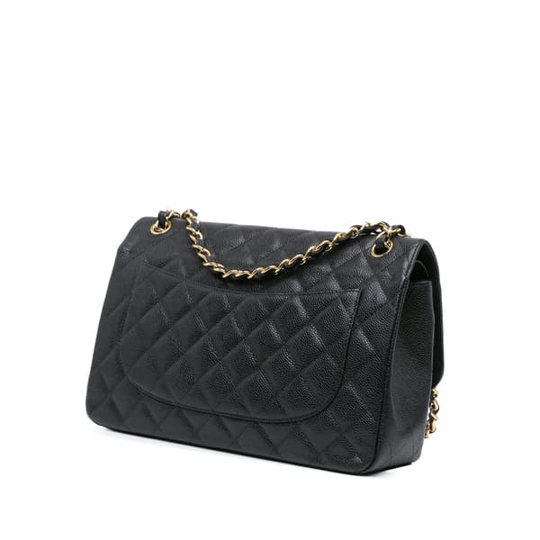 Pre-owned Chanel Jumbo Classic Caviar Double Flap Black