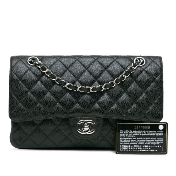 Pre-owned Chanel Medium Classic Caviar Double Flap Black