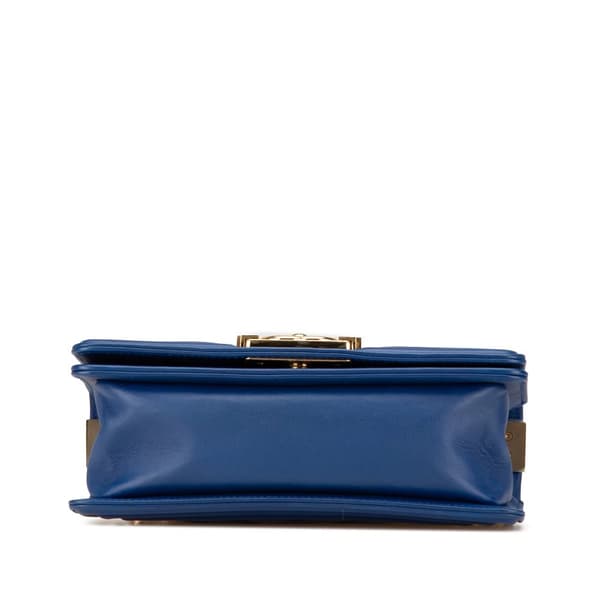 Pre-owned Chanel Small Chevron Lambskin Boy Flap Blue