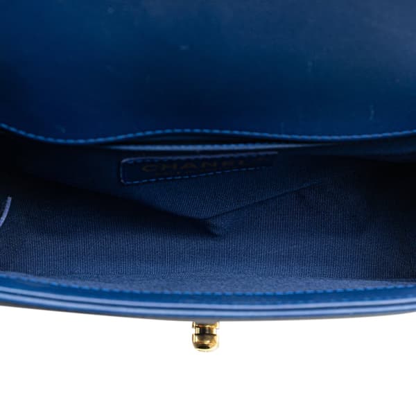 Pre-owned Chanel Small Chevron Lambskin Boy Flap Blue