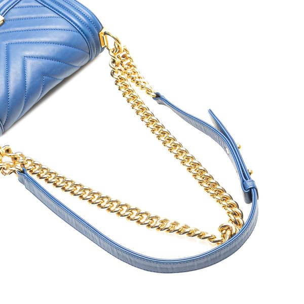 Pre-owned Chanel Small Chevron Lambskin Boy Flap Blue