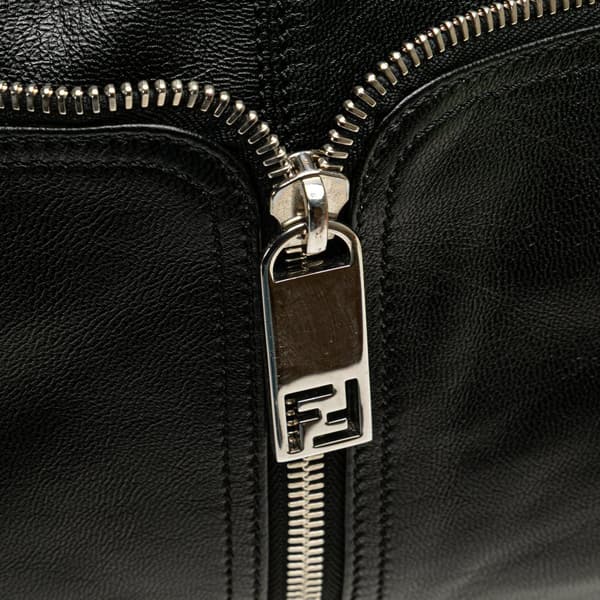 Pre-owned Fendi Leather Unzipped Shoulder Bag Black
