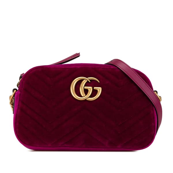 Pre-owned Gucci Small GG Marmont Velvet Matelasse Crossbody Purple