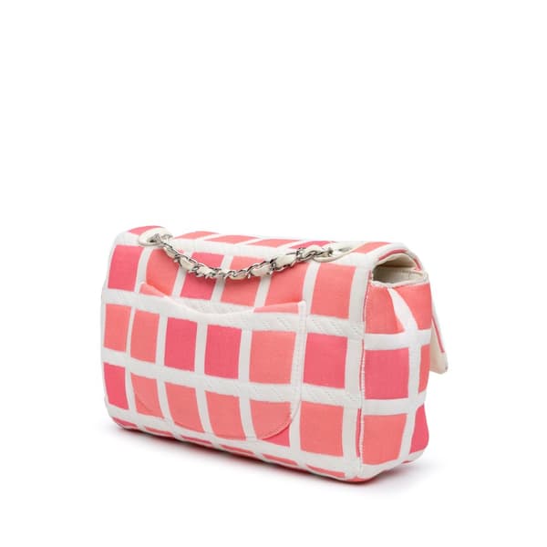 Pre-owned Chanel Medium Jersey Grid Single Flap Pink