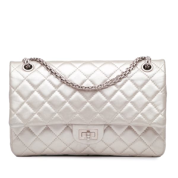 Pre-owned Chanel Reissue 2.55 Aged Calfskin Double Flap 226 Silver