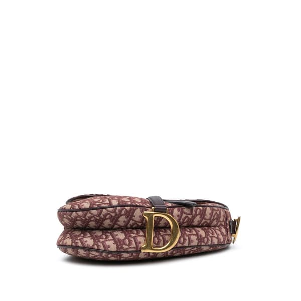 Pre-owned Dior Oblique Canvas Saddle Bag Red