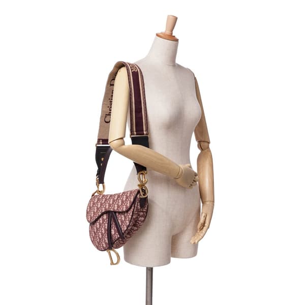 Pre-owned Dior Oblique Canvas Saddle Bag Red