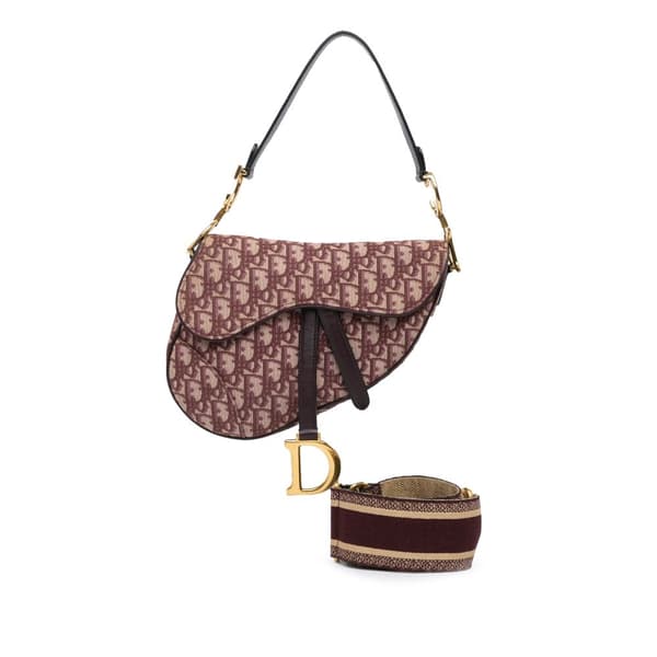 Pre-owned Dior Oblique Canvas Saddle Bag Red