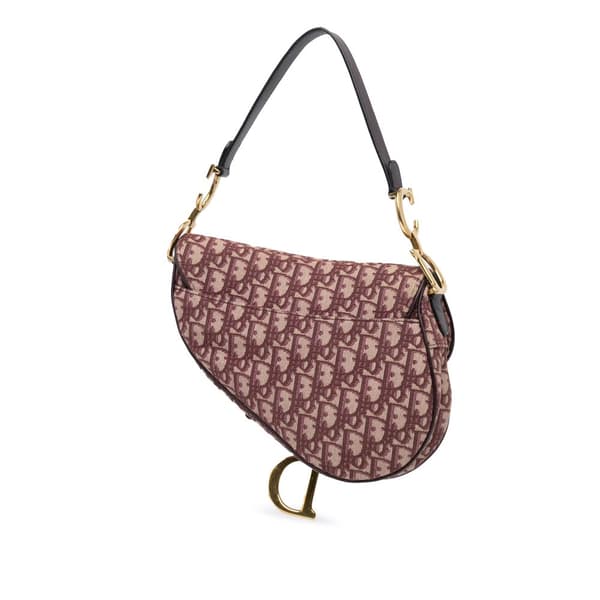 Pre-owned Dior Oblique Canvas Saddle Bag Red