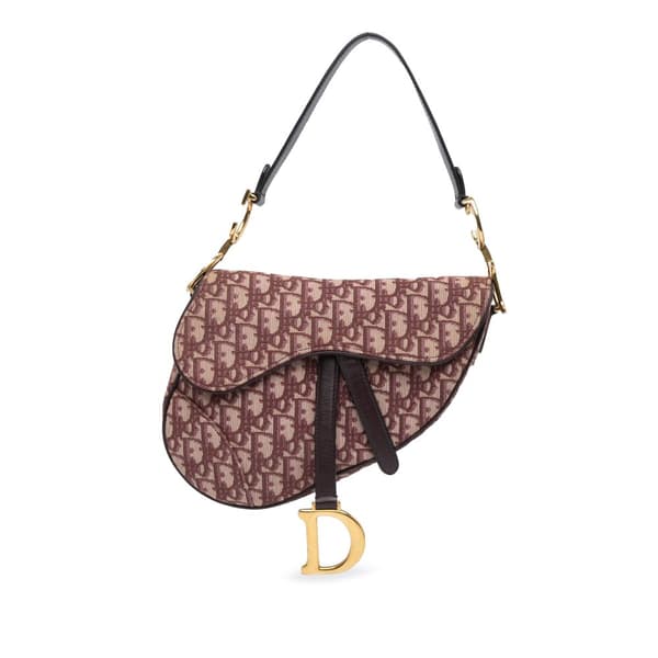 Pre-owned Dior Oblique Canvas Saddle Bag Red