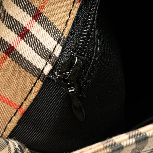 Pre-owned Burberry Haymarket Check Canvas Shoulder Bag Brown