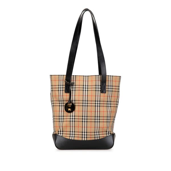Pre-owned Burberry Haymarket Check Canvas Shoulder Bag Brown
