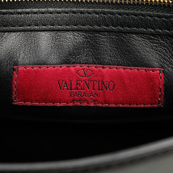 Pre-owned Valentino Leather MyRockstud Saddle Shoulder Bag Black