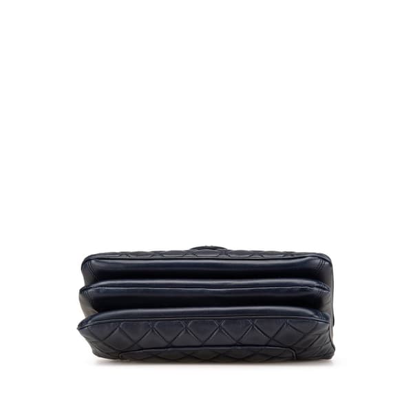Pre-owned Chanel Jumbo Classic Lambskin 3 Compartment Flap Blue