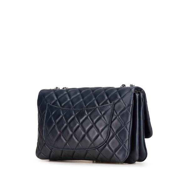 Pre-owned Chanel Jumbo Classic Lambskin 3 Compartment Flap Blue