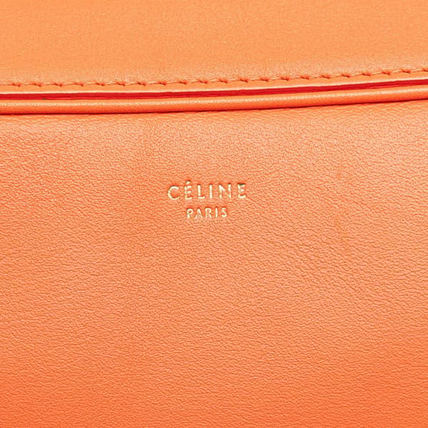 Pre-owned Celine Leather Side Lock Dragonne Shoulder Bag Orange
