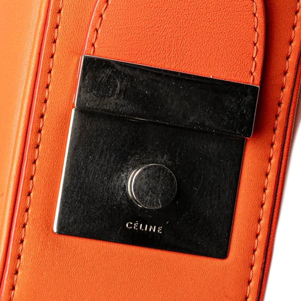 Pre-owned Celine Leather Side Lock Dragonne Shoulder Bag Orange