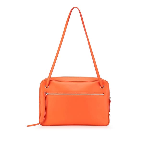 Pre-owned Celine Leather Side Lock Dragonne Shoulder Bag Orange