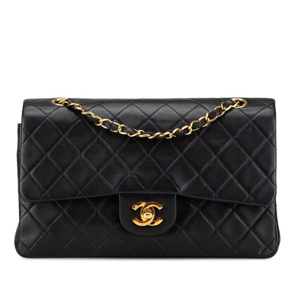Pre-owned Chanel Medium Classic Lambskin Double Flap Black