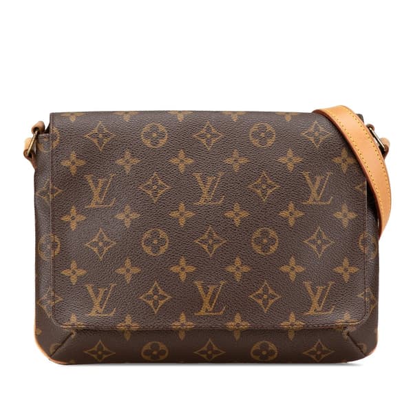 Pre-owned Louis Vuitton Monogram Musette Tango Short Strap Brown