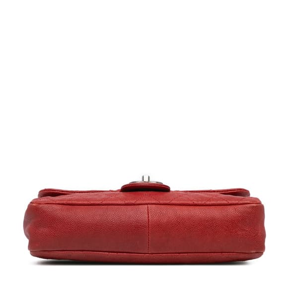 Pre-owned Chanel Medium Quilted Caviar Simply CC Flap Red