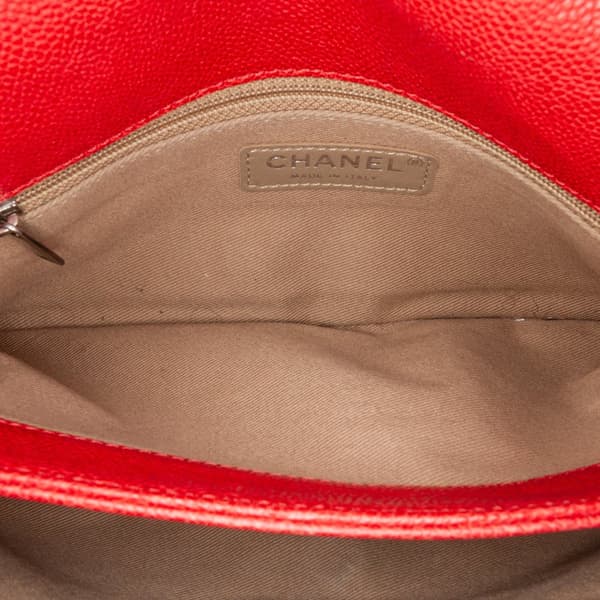 Pre-owned Chanel Medium Quilted Caviar Simply CC Flap Red