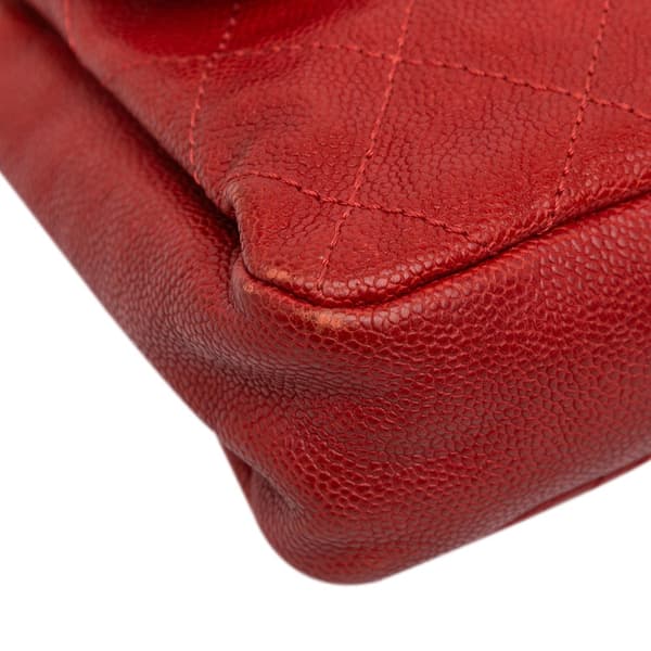 Pre-owned Chanel Medium Quilted Caviar Simply CC Flap Red