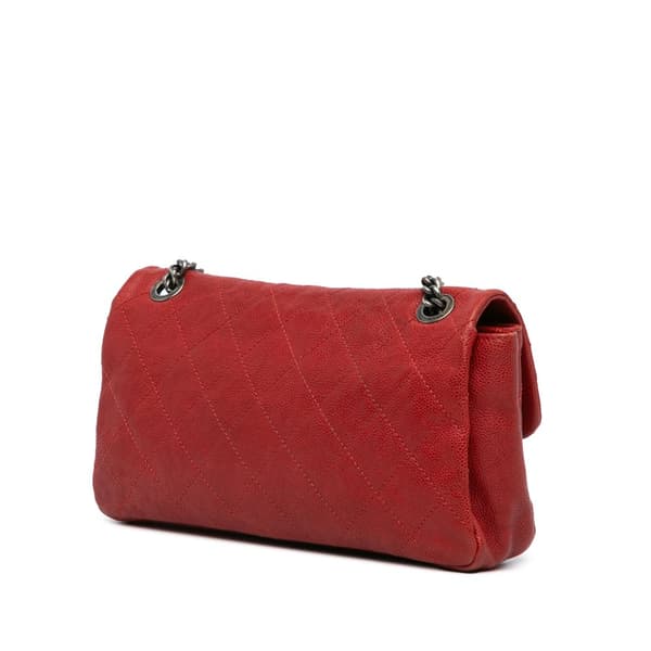 Pre-owned Chanel Medium Quilted Caviar Simply CC Flap Red