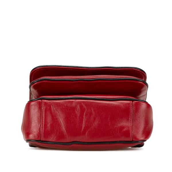 Pre-owned Gucci Mini Leather Marina Shoulder Bag Red