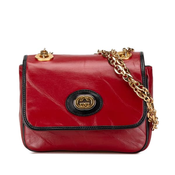 Pre-owned Gucci Mini Leather Marina Shoulder Bag Red