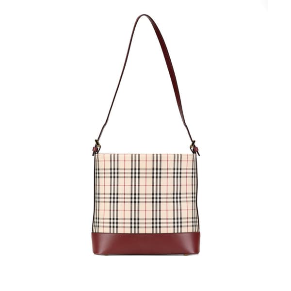 Pre-owned Burberry House Check Canvas Shoulder Bag Brown