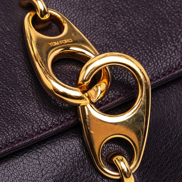 Pre-owned Tom Ford Leather Carine Flap Shoulder Bag Purple