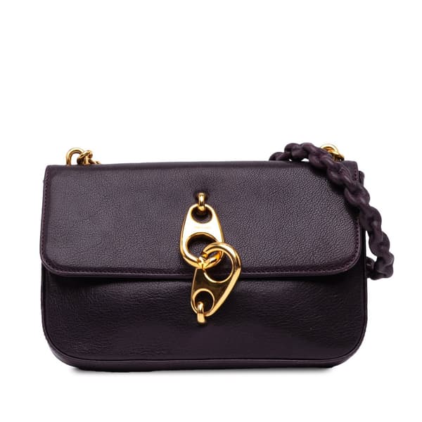 Pre-owned Tom Ford Leather Carine Flap Shoulder Bag Purple